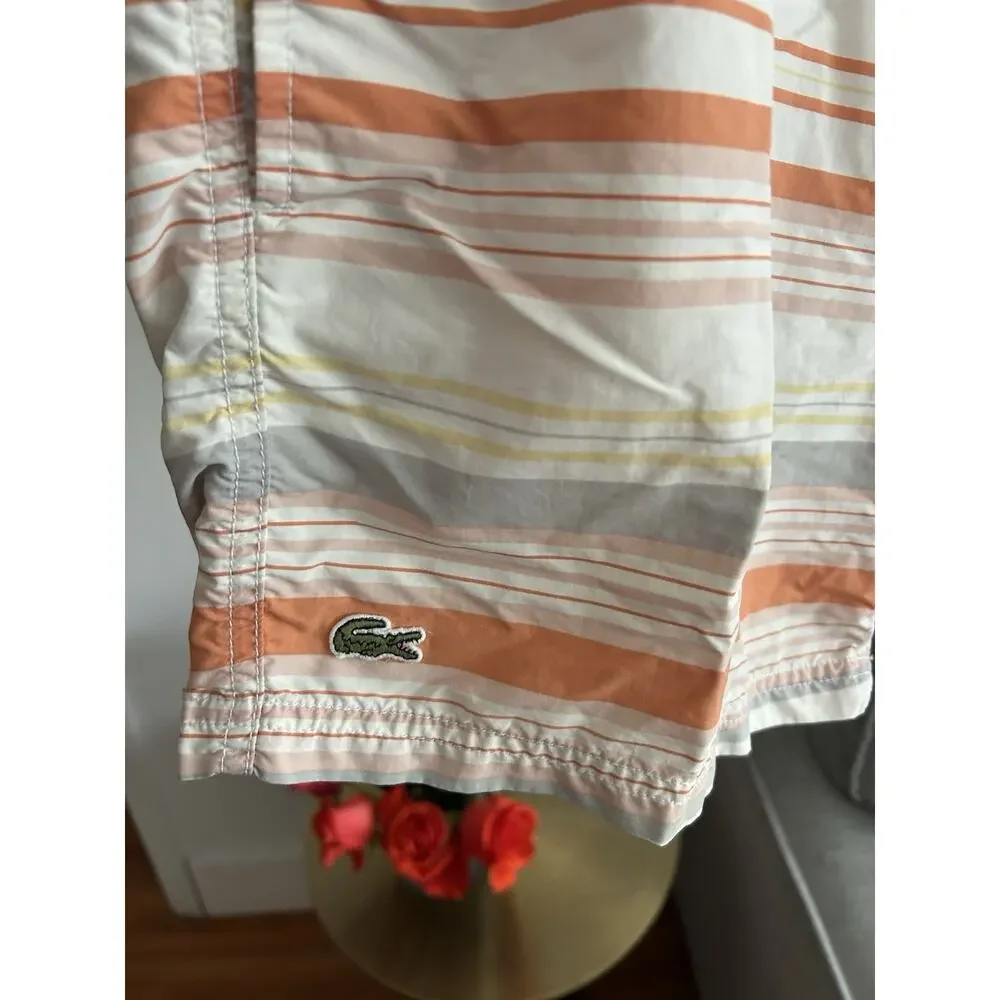 Lacoste Men’s Strip Swim Trunks Shorts Board L Made In France Sailing Club